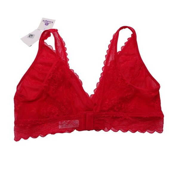 NWT Wacoal b.tempt'd No Strings Attached Bralette Bra Sz L Crimson Red Lace - Picture 7 of 10